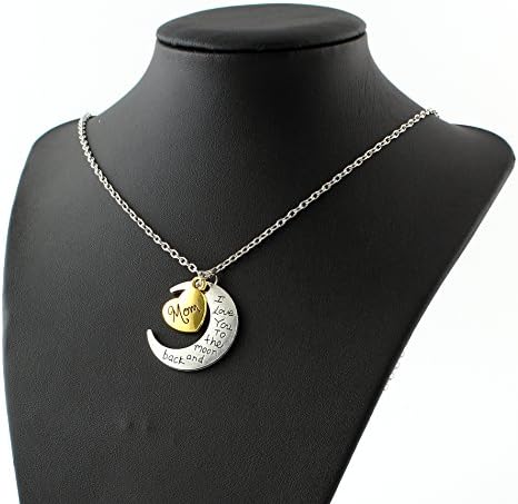 Fashion Jewelry Heart & Moon Pendant Necklace I Love You Family Birthday Gift for Mom