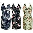 Sexy Halter Dress - Orchid Island Hawaiian Aloha Crisscross Back Fitted Halter Sun Dress - Regular and Plus Size