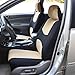 FH Group Car Seat Cover Striking Striped Front Pair Set Car Seat Covers Airbag Compatible, Beige and Black with Gift Universal Fit Interior Accessories for Cars Trucks and SUVs
