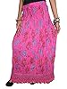 Maxi Skirt, Women's Indian Ethnic Floral Print Pink Sequin Crinkle Long Skirt