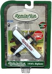 Black and White Remington 1930's Biplane, Die Cast Metal, Collectors Card Included!