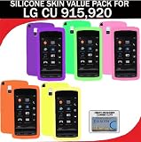 Silicone Skin 5 pc. Value Pack for your LG VU 920 (Purple, Light Pink, Yellow, Orange, Green) Bonus DBRoth Microfiber Cleaning Cloth Included