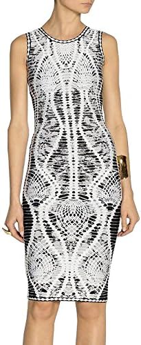 ShijiaBaby Women's Retro patterns Evening Wedding Cocktail Bodycon Party Dress Medium White and Black