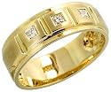 14k Gold Square Pattern Men's Diamond Band, w/ 0.23 Carat Invisible Set Diamonds, 5/16" (8mm) wide
