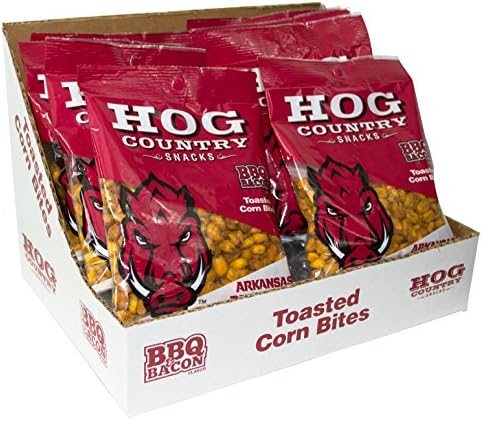 Arkansas Razorback Corn Bites - BBQ & Bacon (12 Pack, 4 Oz Each)