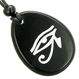 Magic Eye of Horus Amulet Black Onyx Word Stone Lucky Necklace