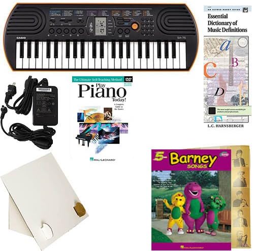 Homeschool Music - Learn to Play the Piano Pack (Barney Songs Book Bundle) - Includes Casio SA76 Keyboard w/Adapter, learn 2 Play DVD/Book, Books &amp; All Inclusive Learning Essentials
