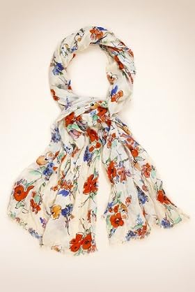 Fringe Trim Floral Lightweight Scarf