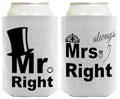 Wedding Coolie Mr Mrs Top Hat Tiara Multi Pack Can Coolie Drink Coolers Coolies
