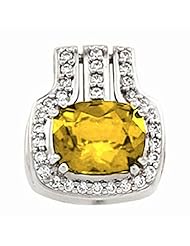 14K White Gold Antique Cushion Cut Citrine and Diamond Pendant -- LIFETIME WARRANTY