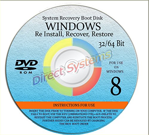 NEW WINDOWS 8 ANY & ALL Versions of 64 Bit Home Basic, Home Premium, Professional, or Ultimate, Repair, Recovery, Restore, Re Install, Reinstall, Re-install & Reboot Fix Boot Disk DVD