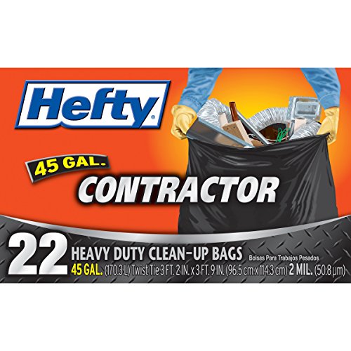 Hefty Contractor Heavy Duty Bags, 45 Gallon, 22 Count (Pack of 4) Home