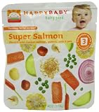 Happy Baby Organic Baby Food 3 Homestyle Meals, Super Salmon, 4-Ounce Pouches (Pack of 16)