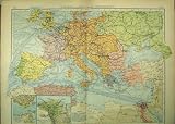 GERMAN MAP EUROPE ITALY SARDINIA FRANCE SPAIN GIBRALTAR