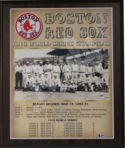 Boston Red Sox Large Healy Plaque - 1918 World Series Champs