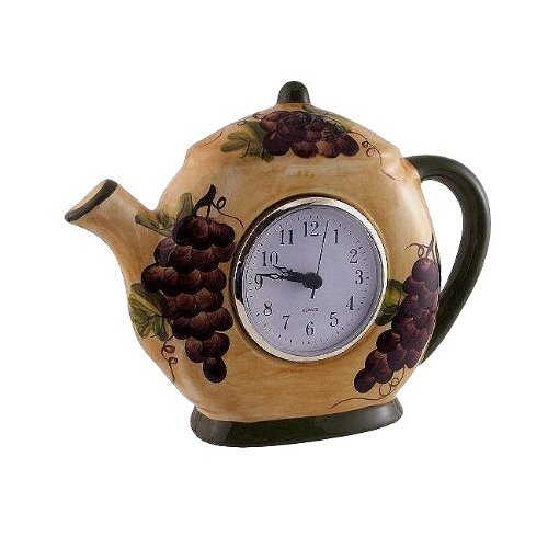 STAND CLOCK TEA POT GRAPE DECOR