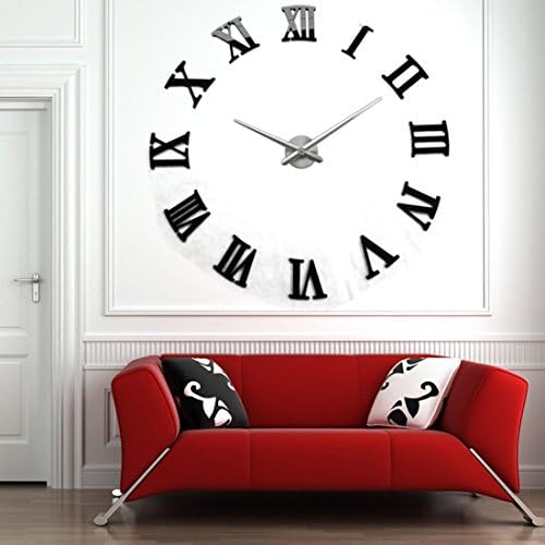 Elikeable Modern 3D Frameless Large Wall Clock Style Watches Hours DIY Room Home Decorations (Black6)