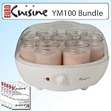 EuroCuisine YM100 Automatic Yogurt Maker Bundle With 7 6-Oz. Jars & EuroCuisine RI1020 Yogurt Starter Box 5 Starter Envelopes