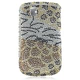 Premium Luxurious Designer Hard Diamond Crystal Snap-on Case for Blackberry Tour 9630 Case - Diamond Black Silver Zebra Giraffe - Mix Safari