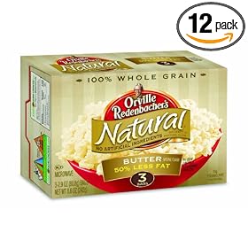 Orville Redenbacher's Gourmet Microwavable Popcorn, Natural Simply Salted 50% Less Fat, 3-Count Boxes (Pack of 12)