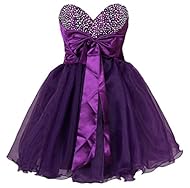 Short Organza  Beaded Sweetheart Evening Dress/Prom Dress/Wedding Party Dress  With a Bow(s)