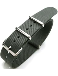 Grey Nato 18mm Heat Sealed G10 Nylon Watch Strap, Polished Buckle