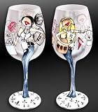 Bottom's Up 15-Ounce Fashionistas Handpainted Wine Glass