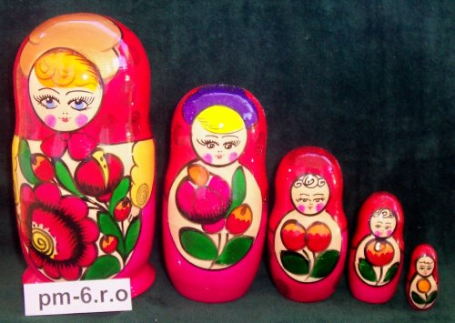 Childrens Toyshop  Toys : Russian Traditional Nesting Nested Stacking doll 5 pcs / 6.5 in #pm-105L.6.r.o