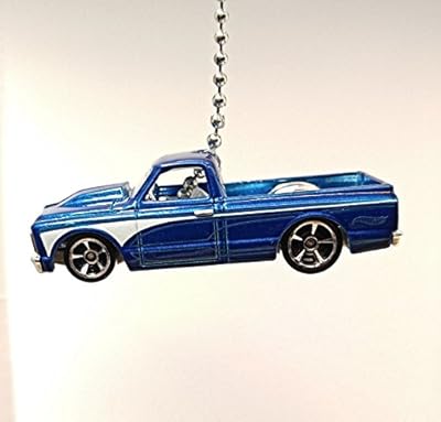Hot Wheels Trucks Blue '67 Chevy C10 FAN PULL chain pull