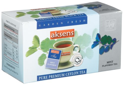 Aksens Pure Premium Ceylon Tea, Mint, 25-Count Teabags, 1.7-Ounce Boxes (Pack of 10) by Akens