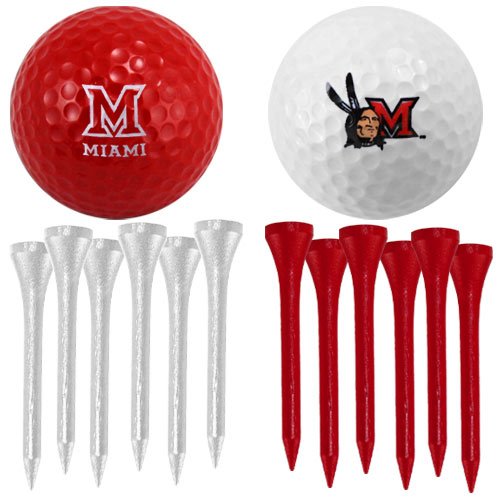 Miami University Redhawks Two Golf Balls And Twelve Tees Set
