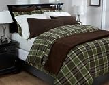 Pinzon 160-Gram Yarn-Dyed Flannel Full/Queen Duvet Cover, Olive Plaid