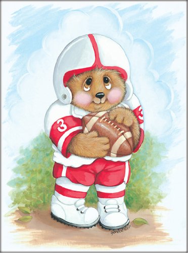 Sports Bear Football Star - Childrens Wall Art, 8 x 10