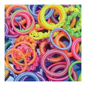  DELUXE MULTI COLORED AND SHAPED COIL SPRING CHILDRENS BRACELETS - 72 pc