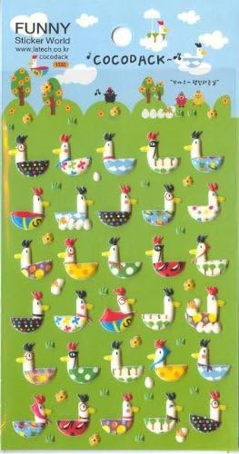 Kawaii Funny Cocoduck Soft Puffy Sticker, 2 Sheets, #28748