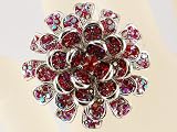 Fire Ruby Red Crystal Rhinestone Carnation Flower Fashion Custom Adjustable Ring
