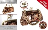 Diamante Diamante Fashionable Handbag with a Large Chain Strap Design - Bronze Colour Bag