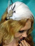 NEW Vintage Art Deco White Feather Headband, Limited.