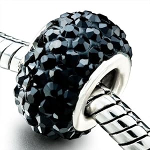 Pugster Black Crystal Shine European Beads Birthstone Fits Pandora Chamilia Biagi Charm Bracelet