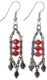 Classic Ruby Colored Lady Avalon Beaded Earrings