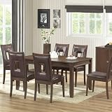 Baxton Studio New Jersey 7-Piece Wood Modern Dining Set, Brown