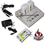 Charger Kit: PowerEx MH-C490F Stealth Two Hour 4 Bank 9V Charger w/ 3 x 9.6V batteries