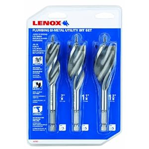 Lenox Industrial Tools 14787 Plumbers Bi-Metal Utility Bit Kit, 3-Piece