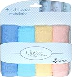 Soft Cotton Washcloths - 4 pk - Pink / Aqua / Yellow / Peach