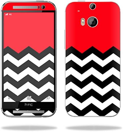Mightyskins Protective Skin Decal Cover for HTC One M8 wrap sticker skins Red Chevron