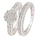 3/4 Carat T.W. Round Cut Diamond Engagement Ring and Women's Wedding Band Set 14K White Gold - Size 7