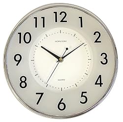 Timekeeper Products LLC 11-Inch Double Glass Round Wall Clock, Silver Rim/White Face