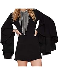 Polyester Spring Flared-Skirt   Dress With Ruffles