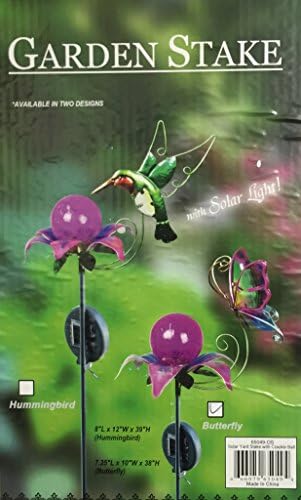 Solar Yard Stake w/Crackle Glass Ball (Butterfly)
