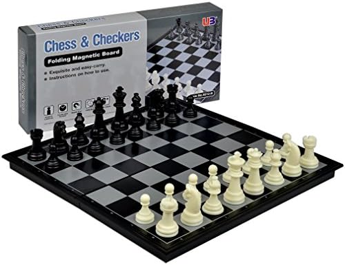 Demoon-Chess-2 in 1 Travel Magnetic Chess and Checkers Set - 12.5''